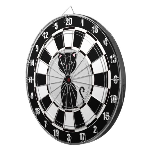 黒カスタムと白を描いた黒猫アニメ ダーツボード (正面右)