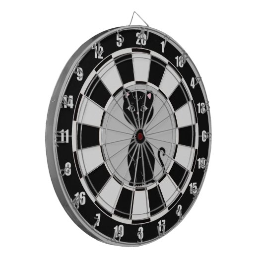 黒カスタムと白を描いた黒猫アニメ ダーツボード (正面左)