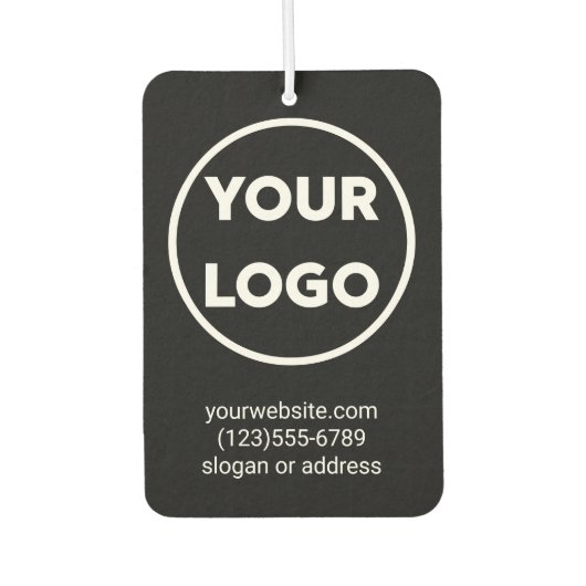 黒カスタムのビジネス連絡ロゴと情報 カーエアーフレッシュナー (正面)