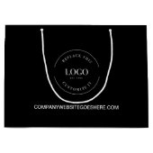 黒カスタムのビジネスWebサイトのロゴの白 ラージペーパーバッグ (正面)