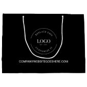 黒カスタムのビジネスWebサイトのロゴの白 ラージペーパーバッグ (裏面)