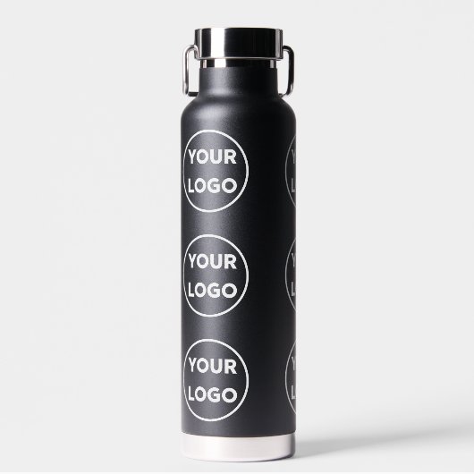黒カスタムのロゴのパターン ウォーターボトル (正面)