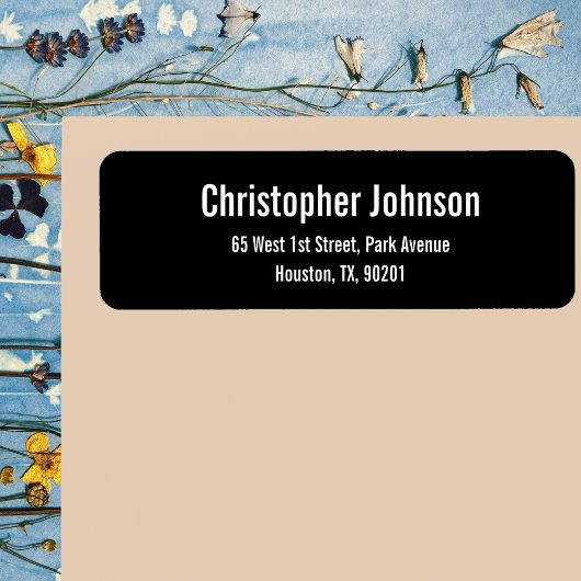 黒カスタムの作成モダン差出人住所ラベル ラベル