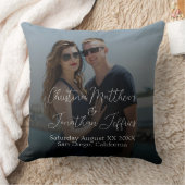 黒カスタムグラデーション付き結婚フォト クッション (ブランケット)