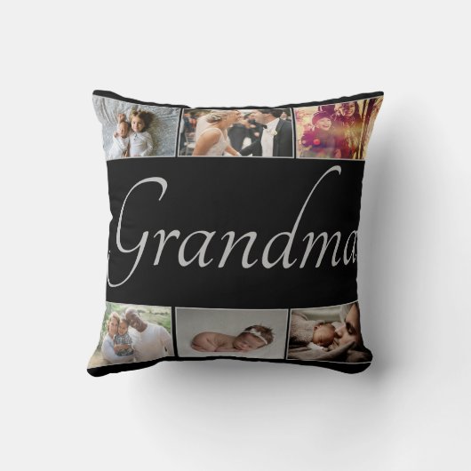 黒カスタム地のおばあちゃんの台本の写真 クッション (裏面)