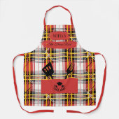 黒カスタム料理具付き赤い格子柄エプロン エプロン (正面)