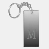 黒カスタム灰色の白グラデーショングラデーション上のモノグラム キーホルダー (正面左)