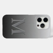 黒カスタム灰色グレーグラデーショングラデーション上のモノグラム Case-Mate iPhoneケース (裏面 (横))
