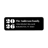 黒カスタム番号新年ホワイトタイプはっきりした名 ラベル (正面)