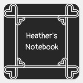 黒カスタム白の装飾蔵書票 スクエアシール (正面)