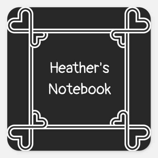 黒カスタム白の装飾蔵書票 スクエアシール (正面)