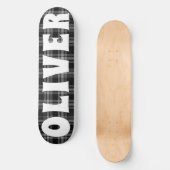 黒カスタム白タータンチェックチェッカー スケートボード (正面)