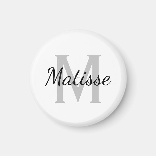 黒カスタム白モノグラム小ラウンド冷蔵庫 マグネット (正面)