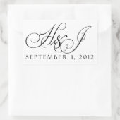 黒カスタム白結婚式用シール 長方形シール (バッグ)