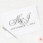 黒カスタム白結婚式用シール 長方形シール (封筒)