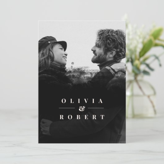 黒カスタム色のスタイリッシュ抽象芸術結婚の 招待状 (スタンド正面)