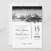 黒カスタム色のスタイリッシュ抽象芸術結婚の 招待状 (裏面)