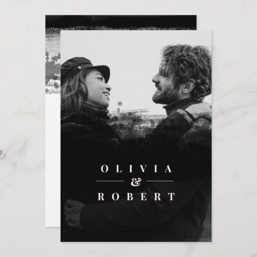 黒カスタム色のスタイリッシュ抽象芸術結婚の 招待状 (正面/裏面)