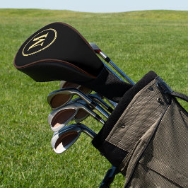 黒カスタム色のパーソナライズされた金ゴールドの作成モノグラムの ゴルフヘッドカバー