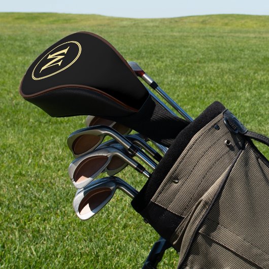 黒カスタム色のパーソナライズされた金ゴールドの作成モノグラムの ゴルフヘッドカバー