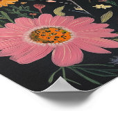 黒カスタム色のBohoフローラ-引用文または名前の追加 ポスター (角)