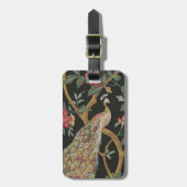 黒カスタム荷札の上のピーコック ラゲッジタグ (正面縦)