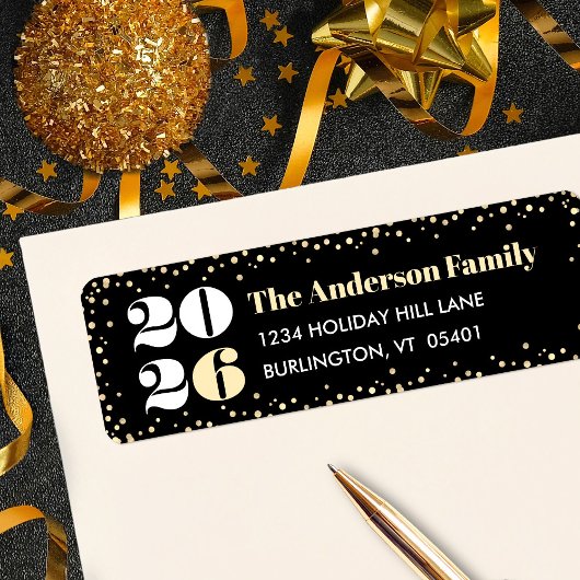 黒カスタム金ゴールド番号新はっきりした年名モダン ラベル