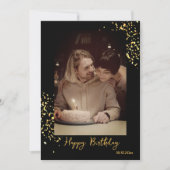 黒カスタム金ゴールド誕生日フォトHoliday Card シーズンカード (正面)