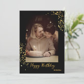 黒カスタム金ゴールド誕生日フォトHoliday Card シーズンカード (スタンド正面)
