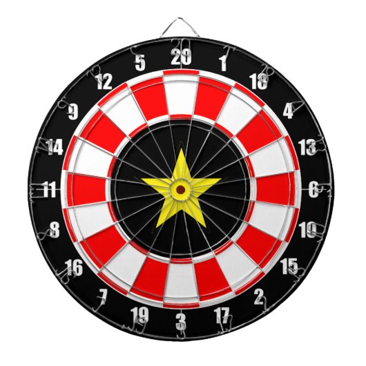 黒カスタム、赤、白の星像 ダーツボード (正面)