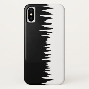 黒カッコいいと白のジグザグパタストライプのーン iPhone X ケース