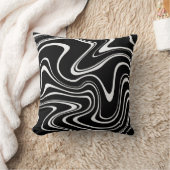 黒カッコいいと白の波線パタストライプーン クッション (ブランケット)