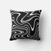 黒カッコいいと白の波線パタストライプーン クッション (裏面)