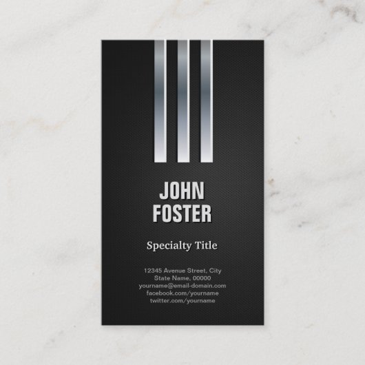 黒カッコいいと銀 – スチールメタルルック 名刺 (正面)