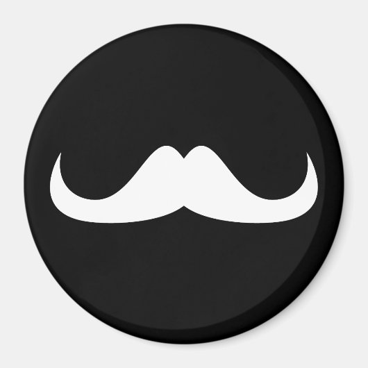黒カッコいいの白いハンドルひげ マグネット (正面)