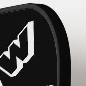 黒カッコいいはっきりした線、白線、モノグラムカスタム ピックルボールラケット (左詳細)