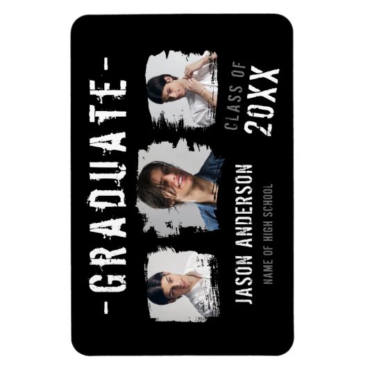 黒カッコいいグランジ写真3院発表 マグネット (縦)