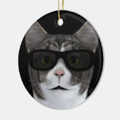 黒カッコいいサングラス猫 セラミックオーナメント (左)