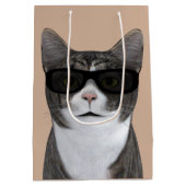 黒カッコいいサングラス猫 ミディアムペーパーバッグ (裏面)