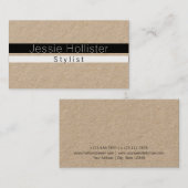 黒カッコいいミニマル白ストライプ紙 名刺 (正面/裏面)