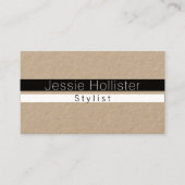 黒カッコいいミニマル白ストライプ紙 名刺 (正面)