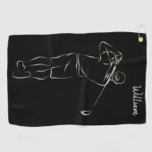 黒カッコいいモダン名付けClassy 男らし ゴルフタオル (横)