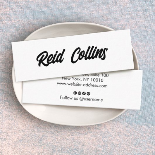 黒カッコいいモダン・白はっきりした文字 スキニー名刺