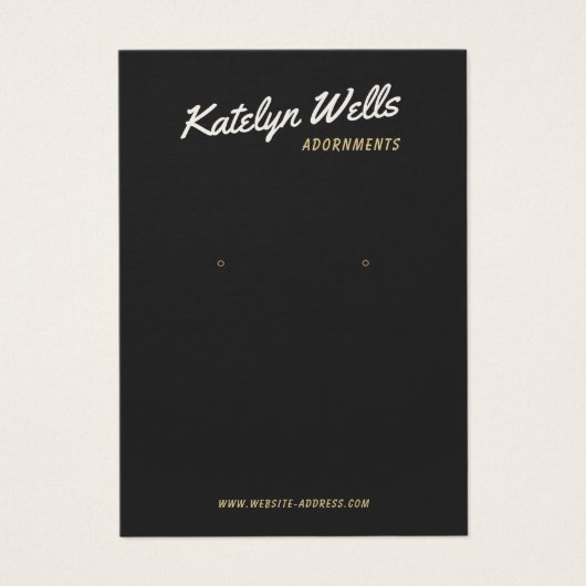 黒カッコいいレトロスクリプトイヤリングディスプレイカード (正面)