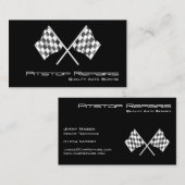 黒カッコいい市松模様に旗 名刺 (正面/裏面)