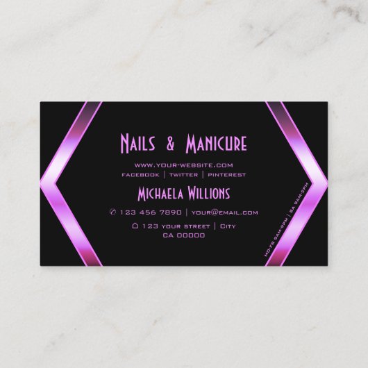黒カッコいい幾何学模様ピンクパープルきらめくとロゴ 名刺 (裏面)