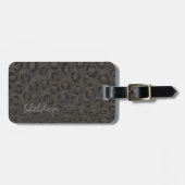 黒カッコいい灰色チエプリントモノグラム ラゲッジタグ (正面横)