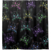 黒カッコいい猫 シャワーカーテン (正面)