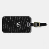 黒カッコいい白の有刺線模様モノグラム ラゲッジタグ (正面横)