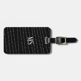 黒カッコいい白の有刺線模様モノグラム ラゲッジタグ